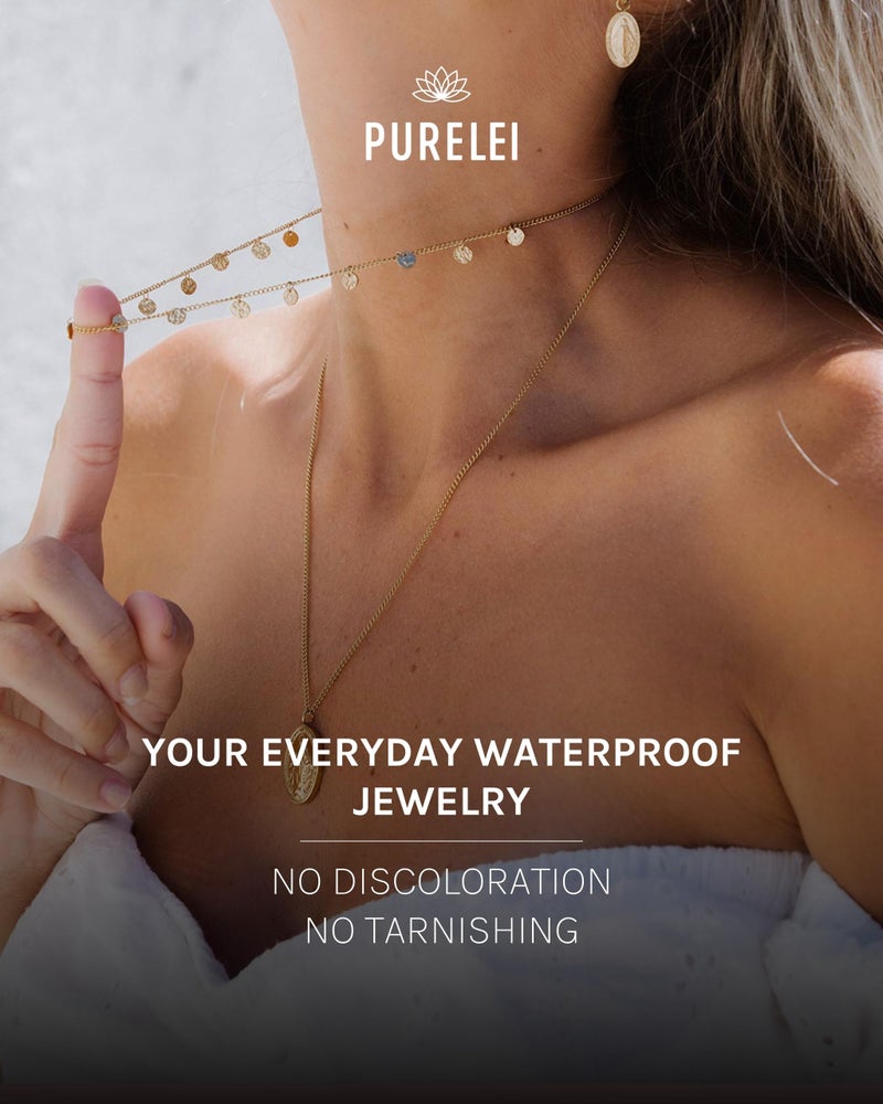 PureleiÂ® Malihini Necklace (gold) â€“ 18K Gold plated stainless steel jewelry â€“ Waterproof chain with coins â€“ 14 to 16 inch adjustable length â€“ Fashion jewelry for your individual look - Image 5